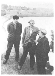 1965. Рыгор Барадулін, Уладзімір Караткевіч, Янка Брыль на Ушаччыне