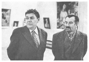1979. Уладзімір Караткевіч і Рыгор Барадулін на мастацкай выставе